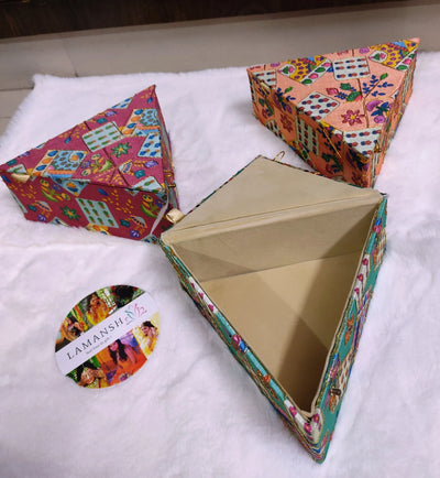 LAMANSH gift hamper basket LAMANSH® Triangle Sweet Ladoo-Dry fruit box-Thamboolam-Return-Housewarming Gift-Nuts Mithai Bhaji-Indian Punjabi Wedding-Puja Favor for Lohri 🪁 Sakranti festival