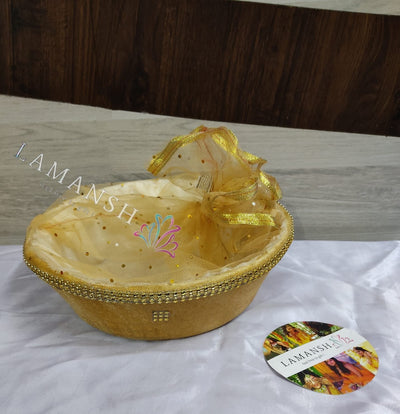 LAMANSH Gold / Cardboard / 12 inch Round LAMANSH® (12 inch Round) Pack of 10 Decorative Gifts Hampers, Fancy Storage Basket for Wedding /Packing/Fruit/Dry fruit/Multipurpose Baskets