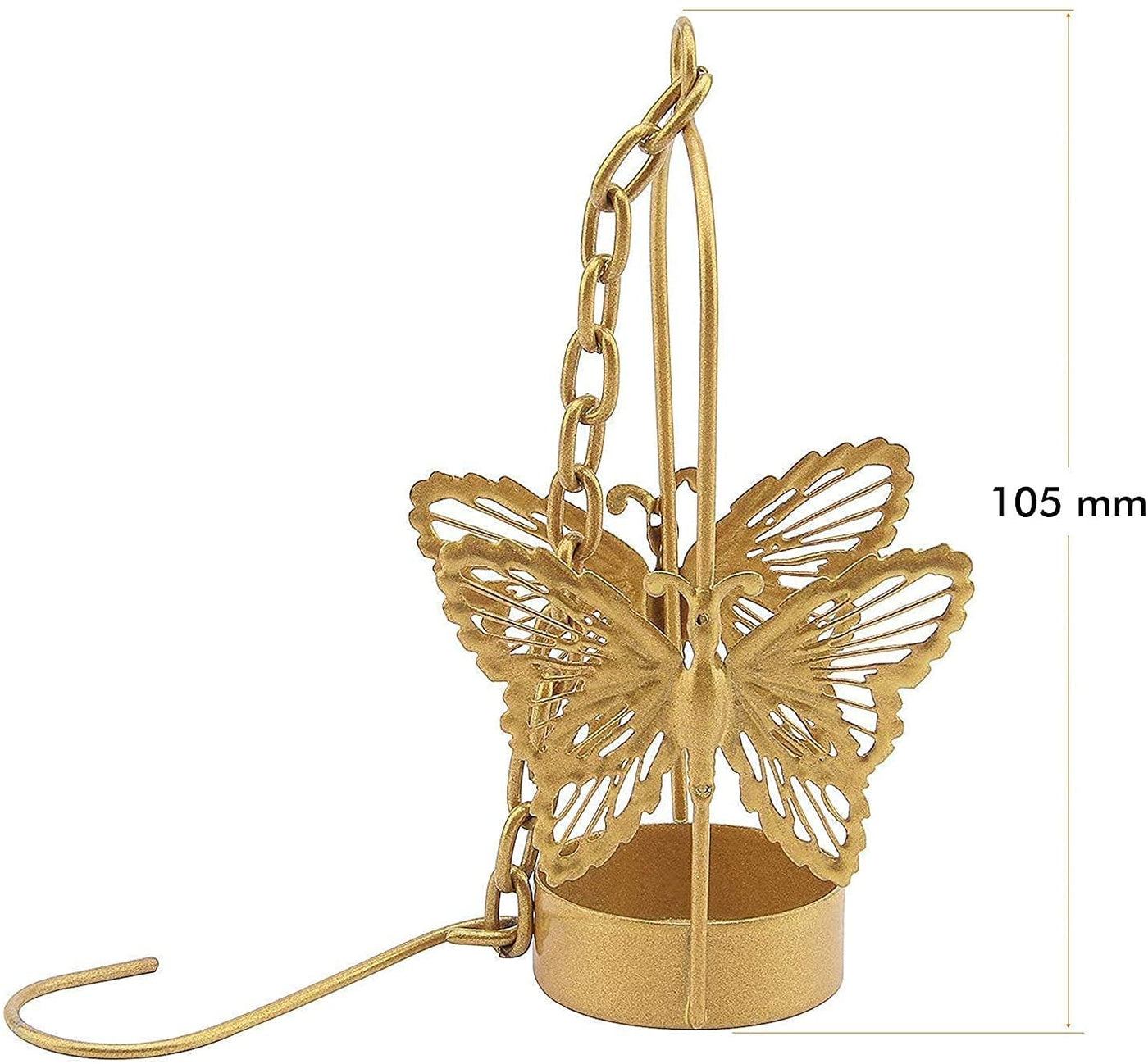 LAMANSH Gold / Metal / 10 LAMANSH® ( Pack of 10 ) Festive Decorative Hanging Butterfly Tealight Candle Holder for Home Decor with Chain Hangs for Diwali, Christmas Home and Party Decorations