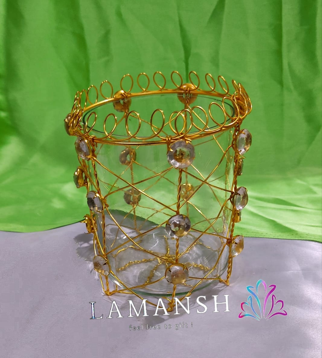 LAMANSH Gold / Metal & Glass / 1 LAMANSH® (Pack of 1) Tealight Candle Holder Glass Crystal Tea Light Candle Holders Votive Stand for Home Indoor Outdoor Table Top Centerpiece Decoration