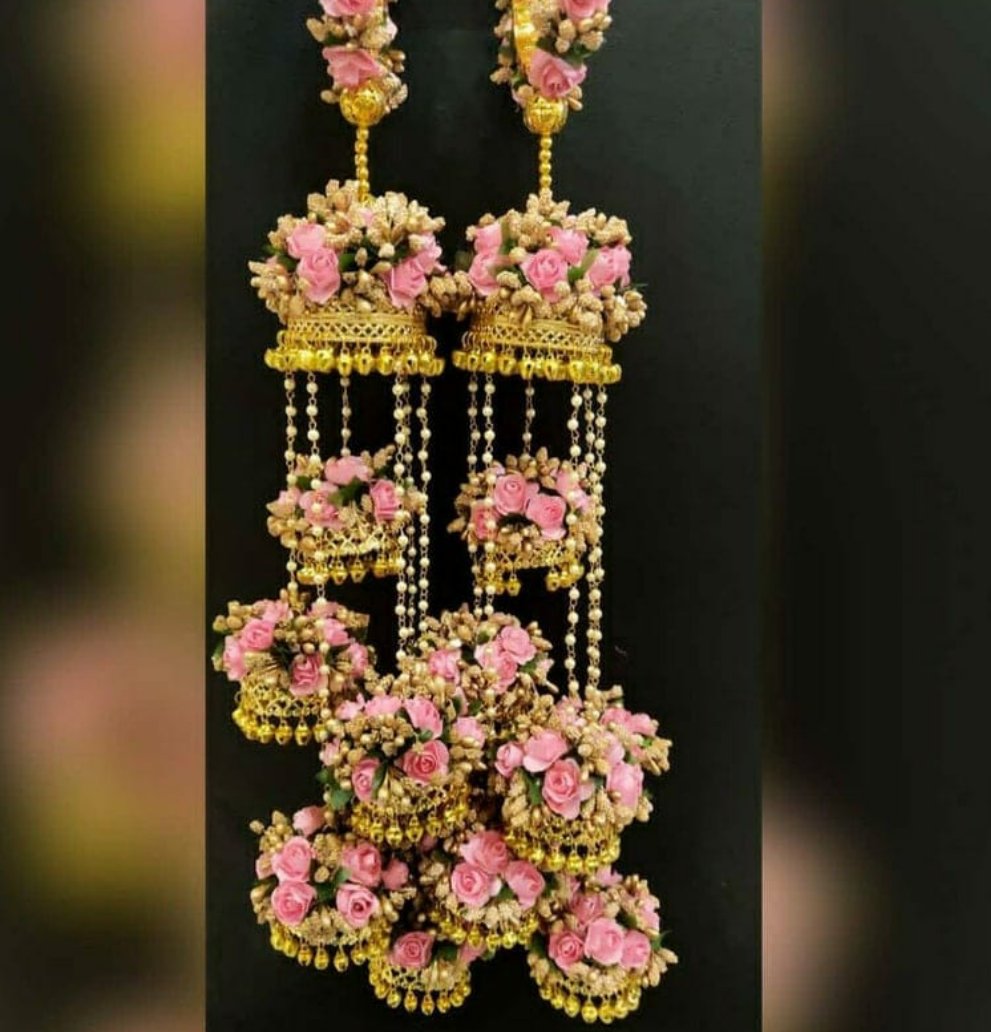 LAMANSH ® Gold, Pink LAMANSH (Pack of 2 Kalire Set) Pink and Golden Flower Kalire Set for Beautiful Bride