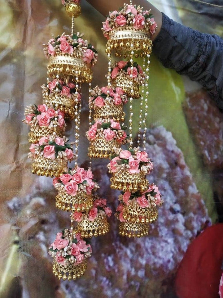 LAMANSH (Pack of Kalire Set) Pink and Golden Flower Kalire Set