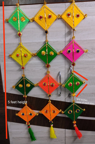 Lamansh gotta hangings LAMANSH® ( 5ft length ) Woolen Gota Kite hangings for indian wedding decoration & backdrops / ethnic event decoration product for diwali festival