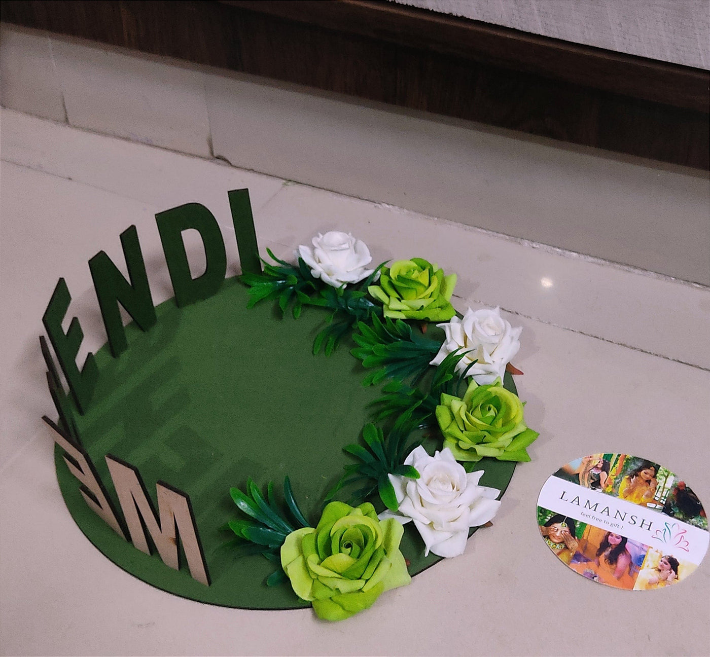 Lamansh haldi platters LAMANSH Latest Mehendi Tray set for Wedding Ceremony / Decorated Floral Mdf Thali Platter for Mehendi ceremony 💚