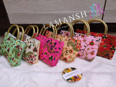 LAMANSH ® hand bags (Bulk Pack) LAMANSH® Embroidered Hand Bag for Bridesmaids / Return Gifts 🎁 & Favors for Wedding & Pooja