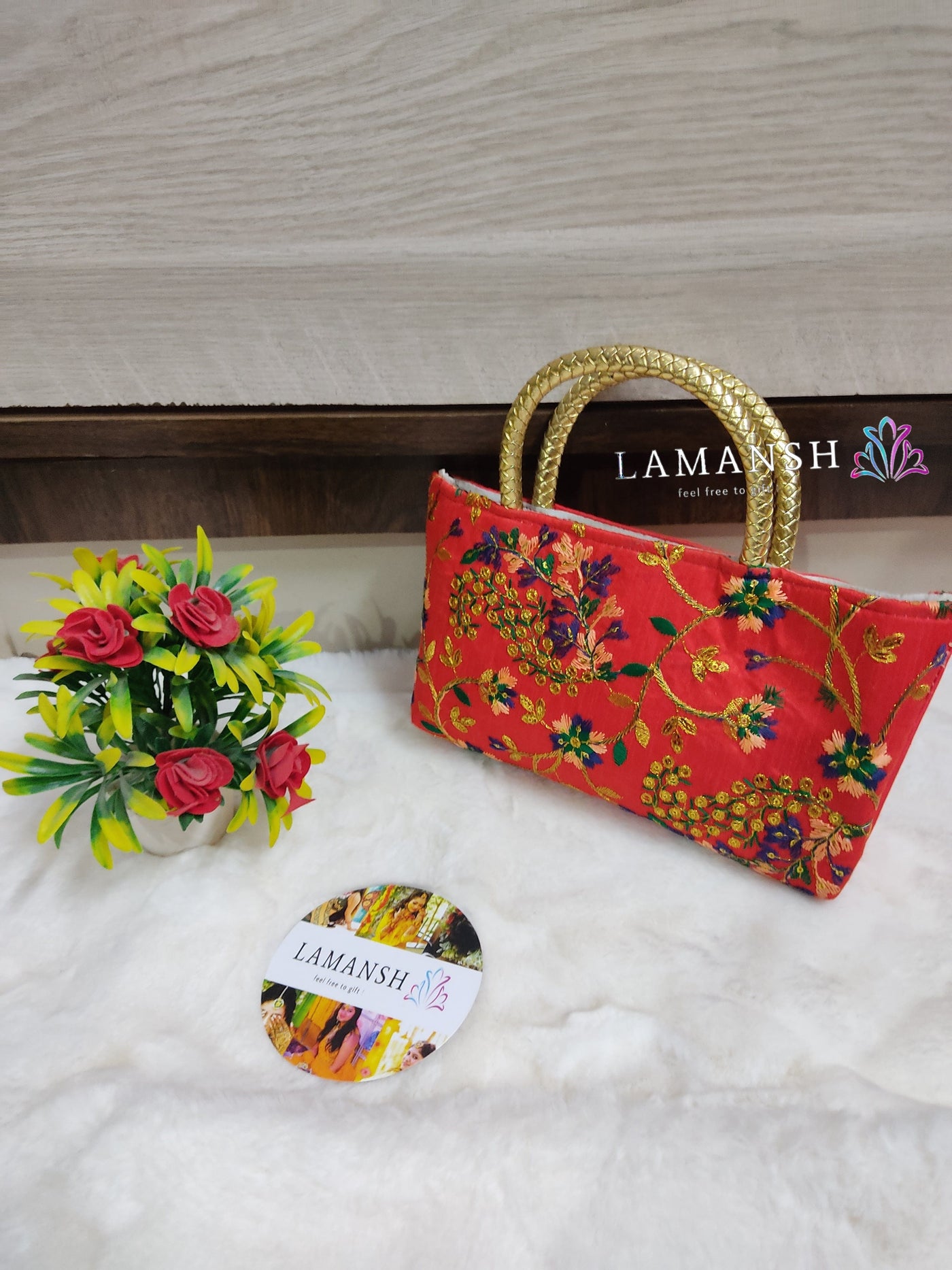 LAMANSH ® hand bags (Bulk Pack) LAMANSH® Embroidered Hand Bag for Bridesmaids / Return Gifts 🎁 & Favors for Wedding & Pooja
