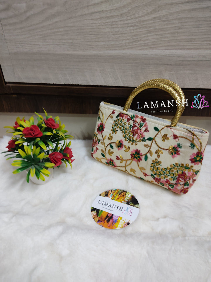 Bulk Pack) LAMANSH Embroidered Hand Bag for Bridesmaids Return