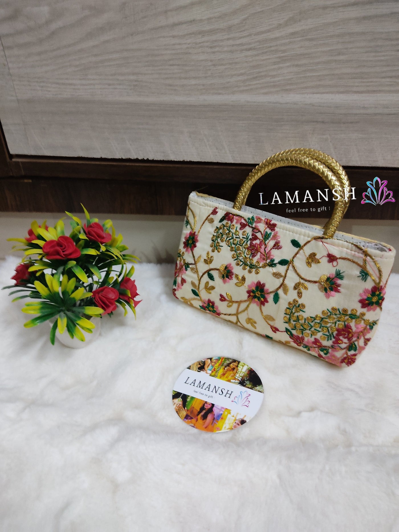 LAMANSH ® hand bags LAMANSH® Embroidered Hand Stitched Hand Bag for Weddings & Parties