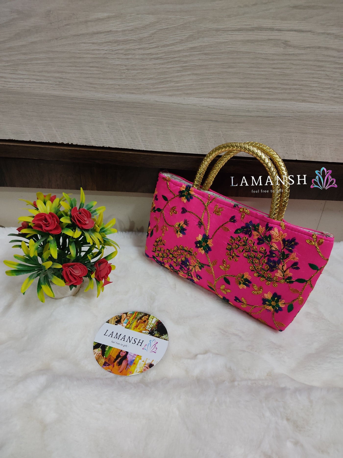 LAMANSH ® hand bags LAMANSH® Embroidered Hand Stitched Hand Bag for Weddings & Parties