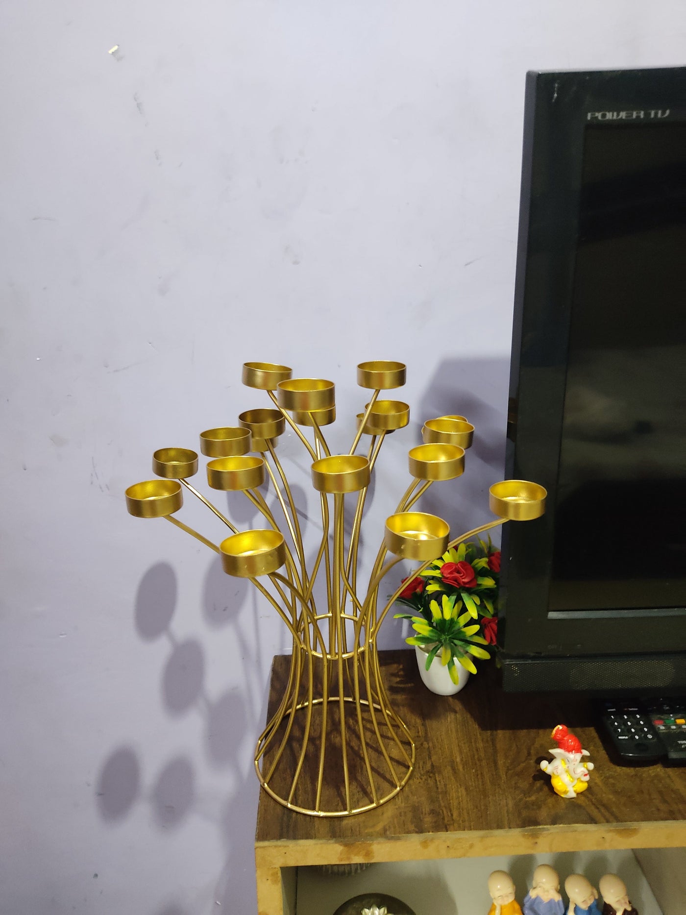 Lamansh hanging candle holder LAMANSH® 15 inch Height Metal Handcrafted Decorative Vase Shape Diya Stand Tealight Holder Candle Holder for Diwali Lighting Home Decoration / Ganpati Mandap & Pooja Decoration / Best Corporate Gifts 🎁