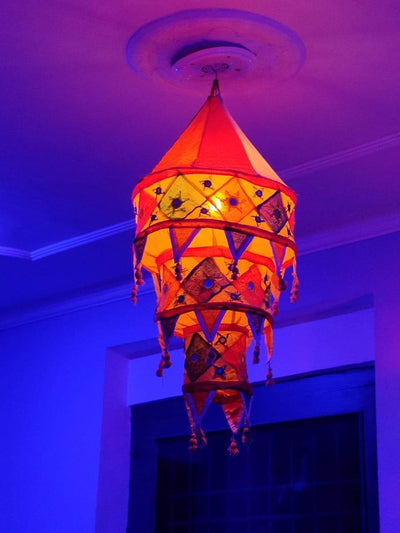 LAMANSH Hanging Lantern Multicolor / Cotton / 1 LAMANSH® Set of 1 Handmade Cotton Foldable Fabric Lantern/Lamp Shade for Home Decoration Red/Yellow