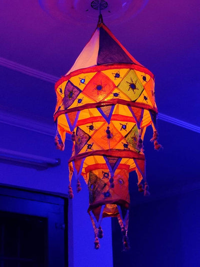 LAMANSH Hanging Lantern Multicolor / Cotton / 10 LAMANSH® Pack of 10 Handmade Cotton Foldable Fabric Lantern/Lamp Shade for Home Decoration Fabric Lampshades Indian Wedding Decor Lanterns Diwali Lamps Colorful Hippie Bohemian Tent Hangings Out Garden Chandeliers