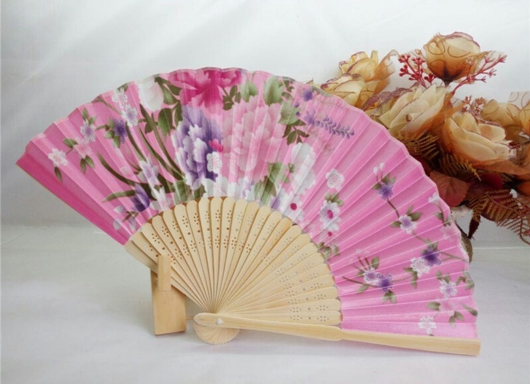 LAMANSH japanese hand fans LAMANSH® (Pack of 25) Wooden & Fabric Hand Fans in Assorted colors | Japanese Folding Fans for Gifting