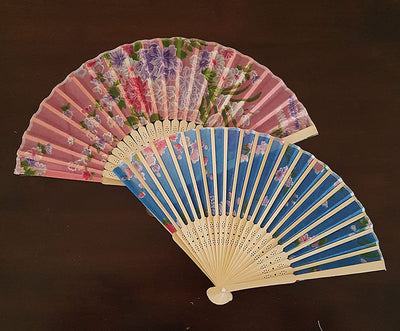 LAMANSH japanese hand fans LAMANSH® (Pack of 25) Wooden & Fabric Hand Fans in Assorted colors | Japanese Folding Fans for Gifting