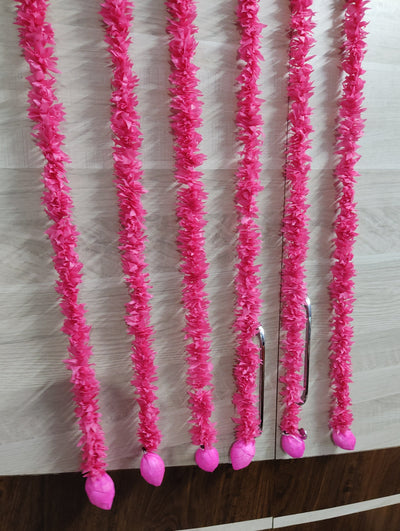 LAMANSH jasmine hangings LAMANSH® (3.5 feet) Pack of 12 Artificial Pink Jasmine Flower Hangings attached to Pink Rose for Diwali ✨ Ganpati Decoration / Decorative Hangings for festival / Wall Hangings for Home & Pooja Mandir