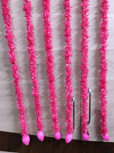 LAMANSH jasmine hangings LAMANSH® (3.5 feet) Pack of 12 Artificial Pink Jasmine Flower Hangings attached to Pink Rose for Diwali ✨ Ganpati Decoration / Decorative Hangings for festival / Wall Hangings for Home & Pooja Mandir