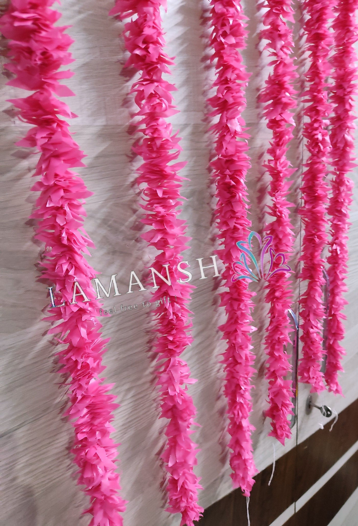 LAMANSH jasmine hangings LAMANSH® (3.5 feet) Pack of 12 Artificial Pink Jasmine Flower Hangings for Diwali ✨ Ganpati Decoration / Decorative Hangings for festival / Wall Hangings for Home & Pooja Mandir