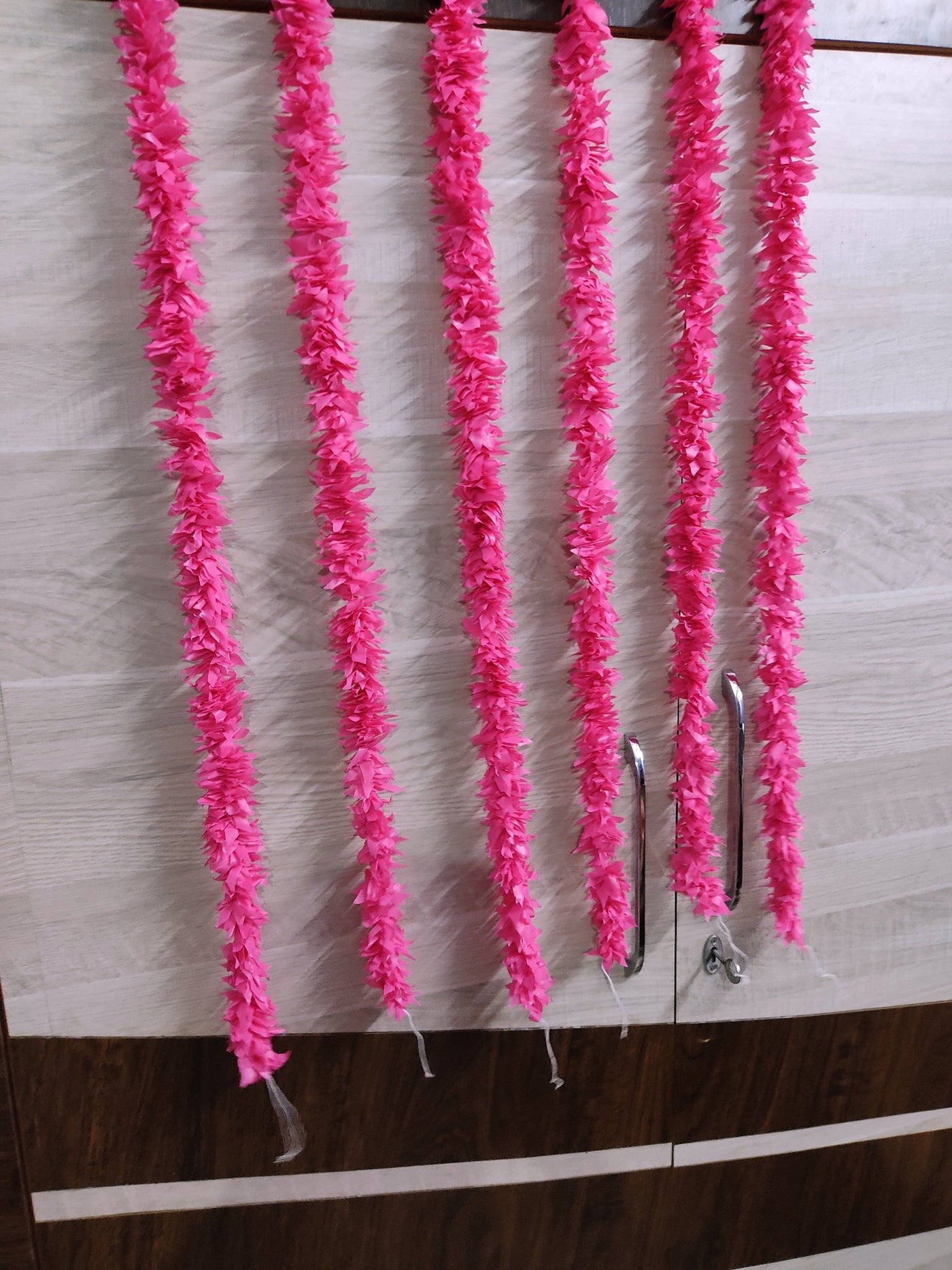 LAMANSH jasmine hangings LAMANSH® (3.5 feet) Pack of 12 Artificial Pink Jasmine Flower Hangings for Diwali ✨ Ganpati Decoration / Decorative Hangings for festival / Wall Hangings for Home & Pooja Mandir
