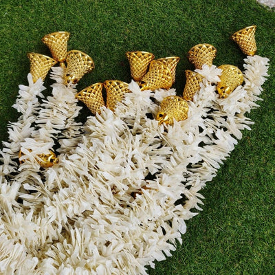 LAMANSH jasmine hangings LAMANSH® (3.5 feet) Pack of 12 Fresh like Artificial Jasmine Flower Hangings with bells 🔔 for Diwali ✨ Ganpati Decoration / Decorative Hangings for festival , heena , pooja functions/ Wall Hangings for Home & Pooja Mandir