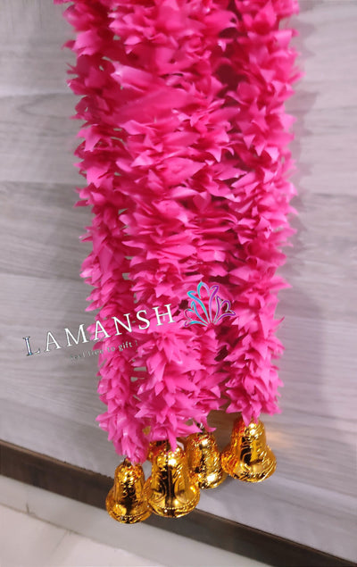 LAMANSH jasmine hangings LAMANSH® (3.5 feet & Pink color ) Pack of 12 Fresh like Artificial Jasmine Flower Hangings with bells 🔔 for Diwali ✨ Ganpati Decoration / Decorative Hangings for festival , heena , pooja functions/ Wall Hangings for Home & Pooja Mandir