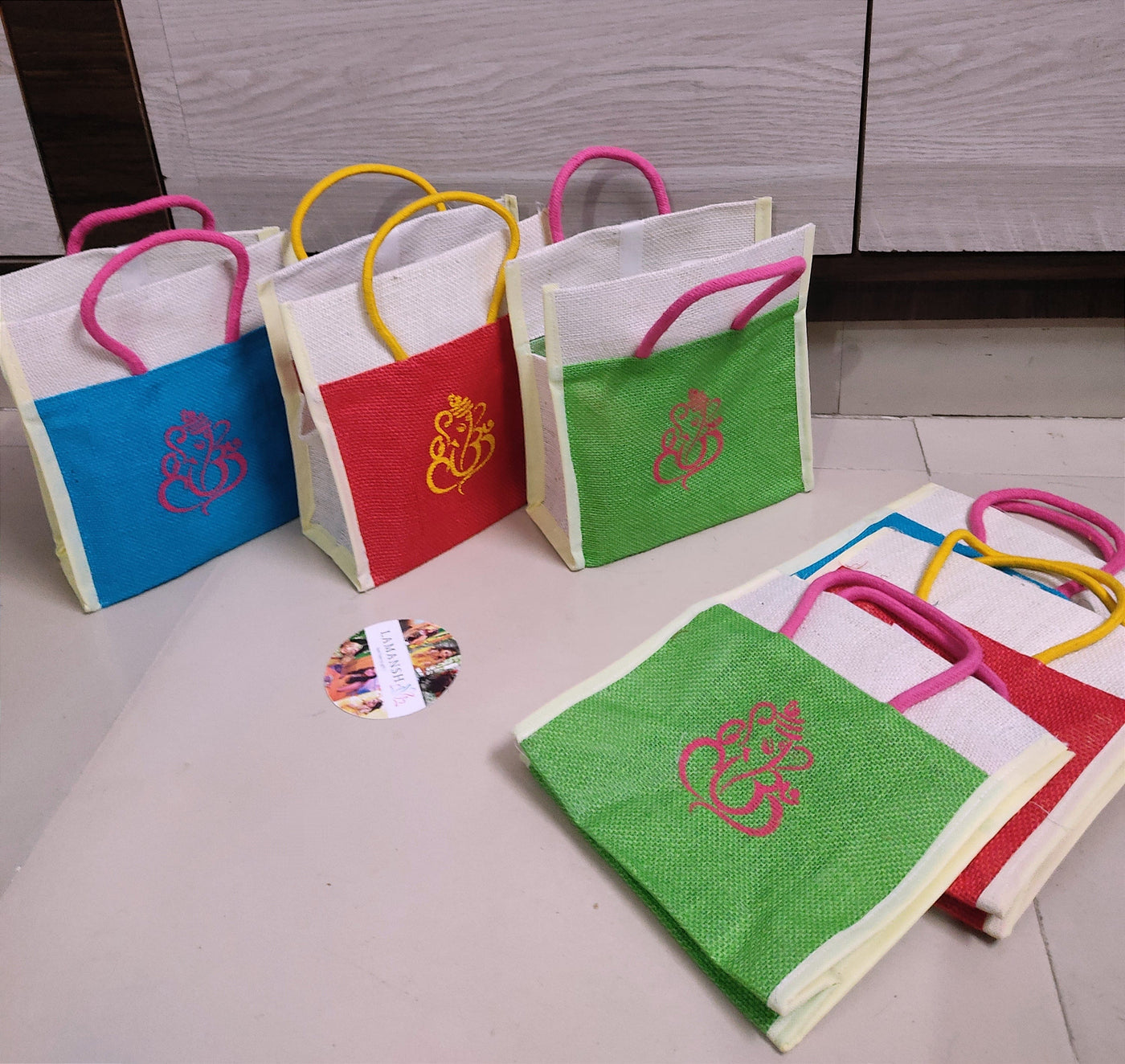 LAMANSH® Flower Print Jute Bags for Return Gifts & Wedding Favors – Lamansh