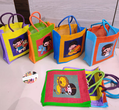 Lamansh jute gift bags LAMANSH® Laminated Special ✨ Doll Jute Gift Bags 10 × 9.5 × 4 " Jute Return Gifts 🎁 Bags for Festive & Wedding ceremony