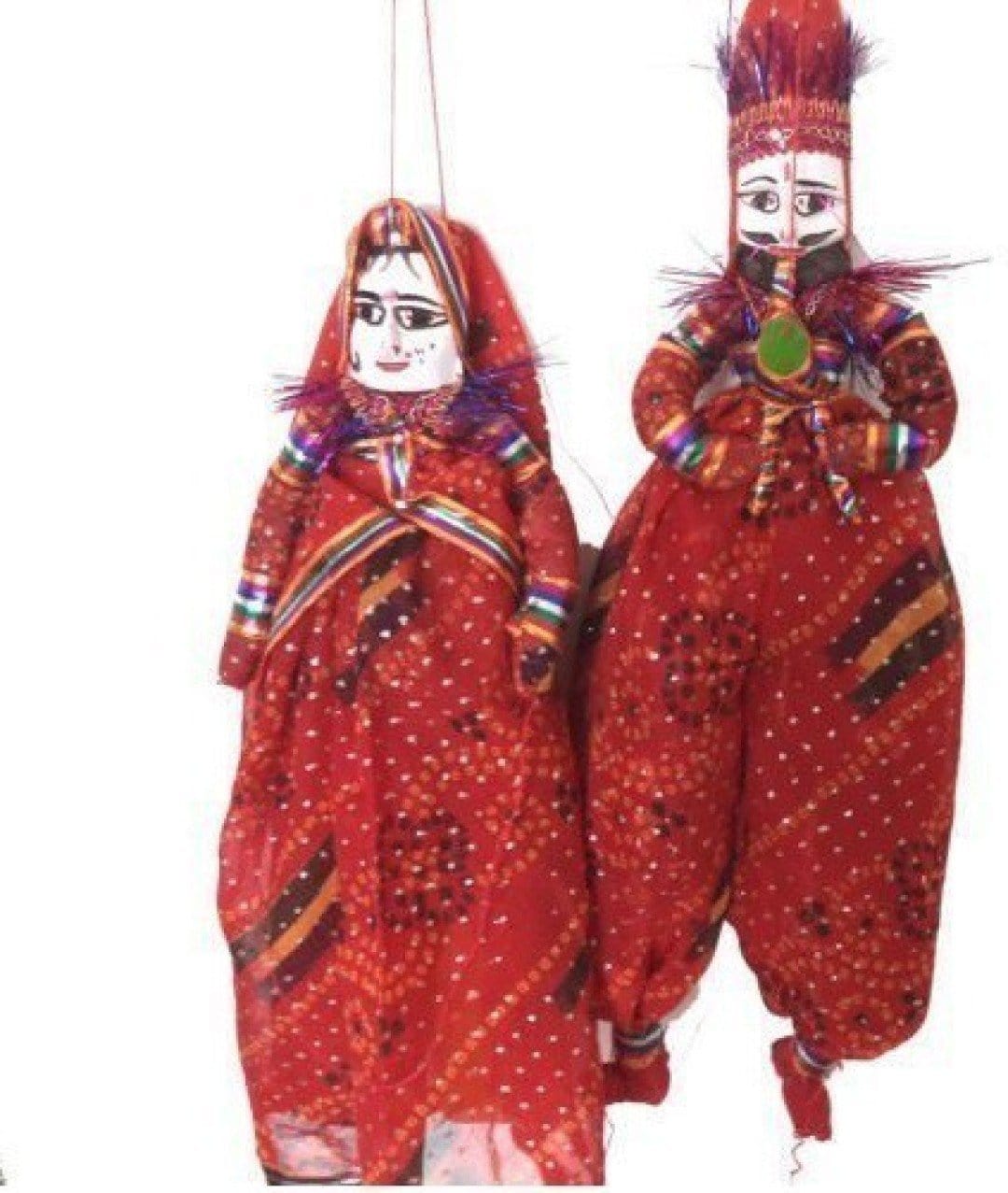LAMANSH Kathputl/Puppet Multicolor / Wood / Standard Lamansh® Rajasthani Handcrafted Handmade Kathputl/Puppet for Home Décor / Wood Folk Puppets, Standard, 1 Male and 1 Female Puppet