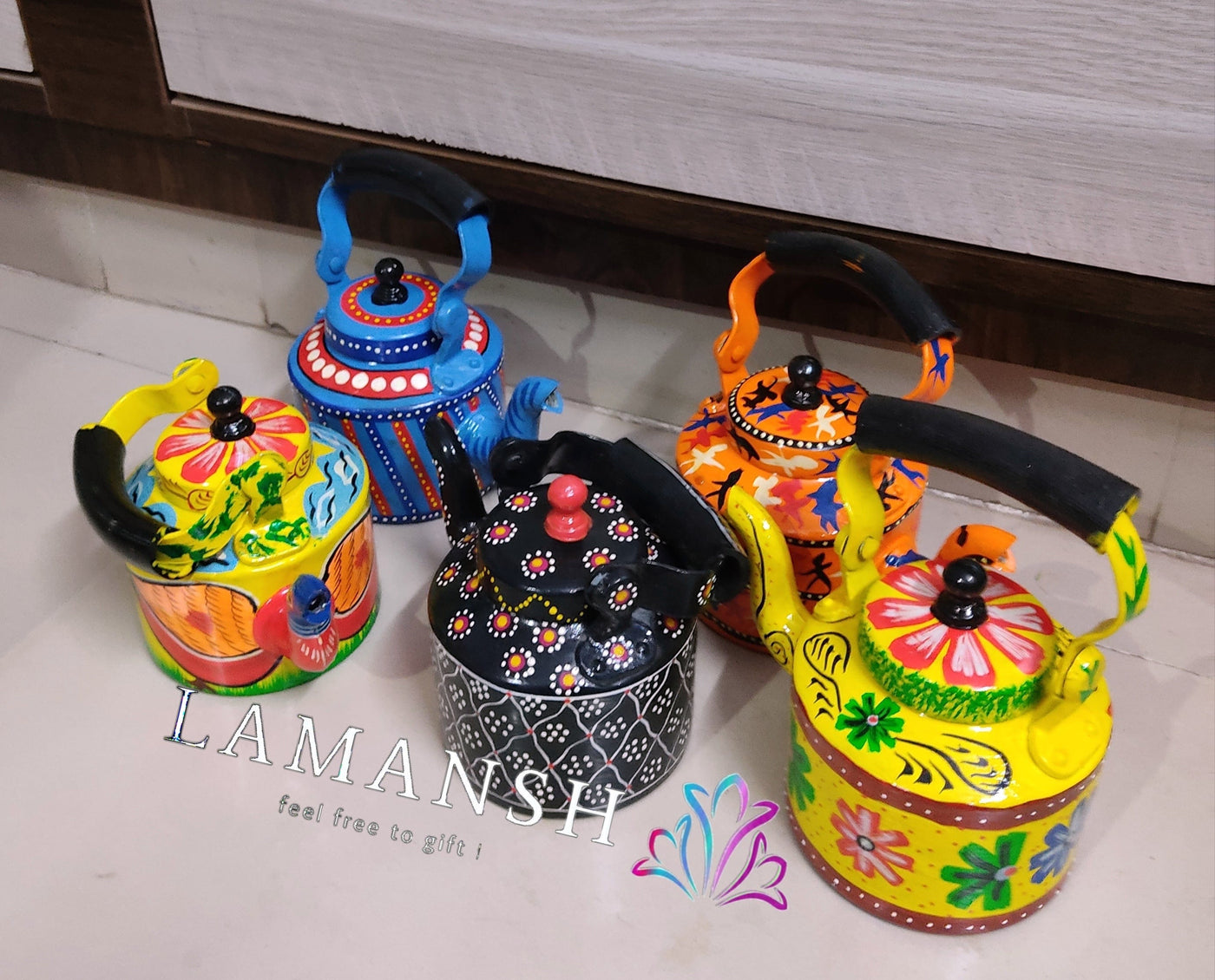 LAMANSH kettles for decor LAMANSH® Metal Oil painted Rajasthani Kettle for Event Decoration / Kettle's for Hanging Decoration backdrop decoration for festival