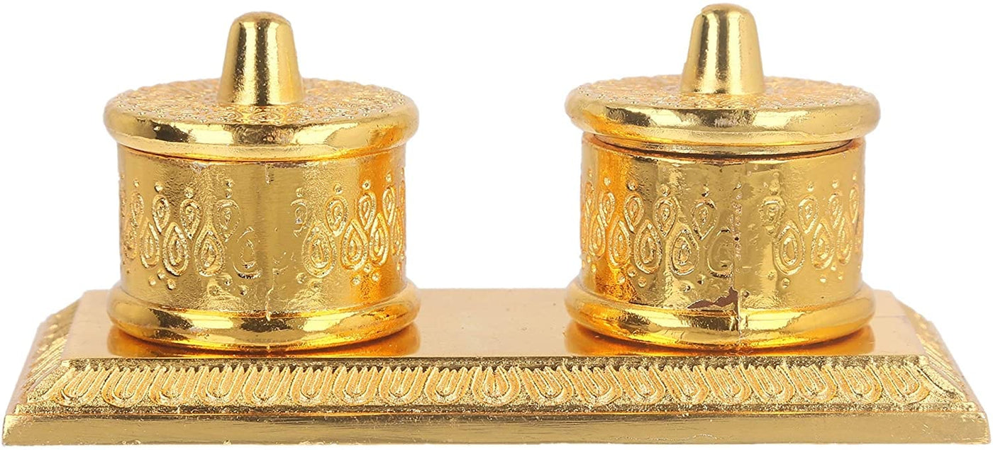LAMANSH Kumkum Box Glod / Glossy / Brass LAMANSH® Brass Kumkum box / Sindoor Dabbi Chopda Decorative Showpiece