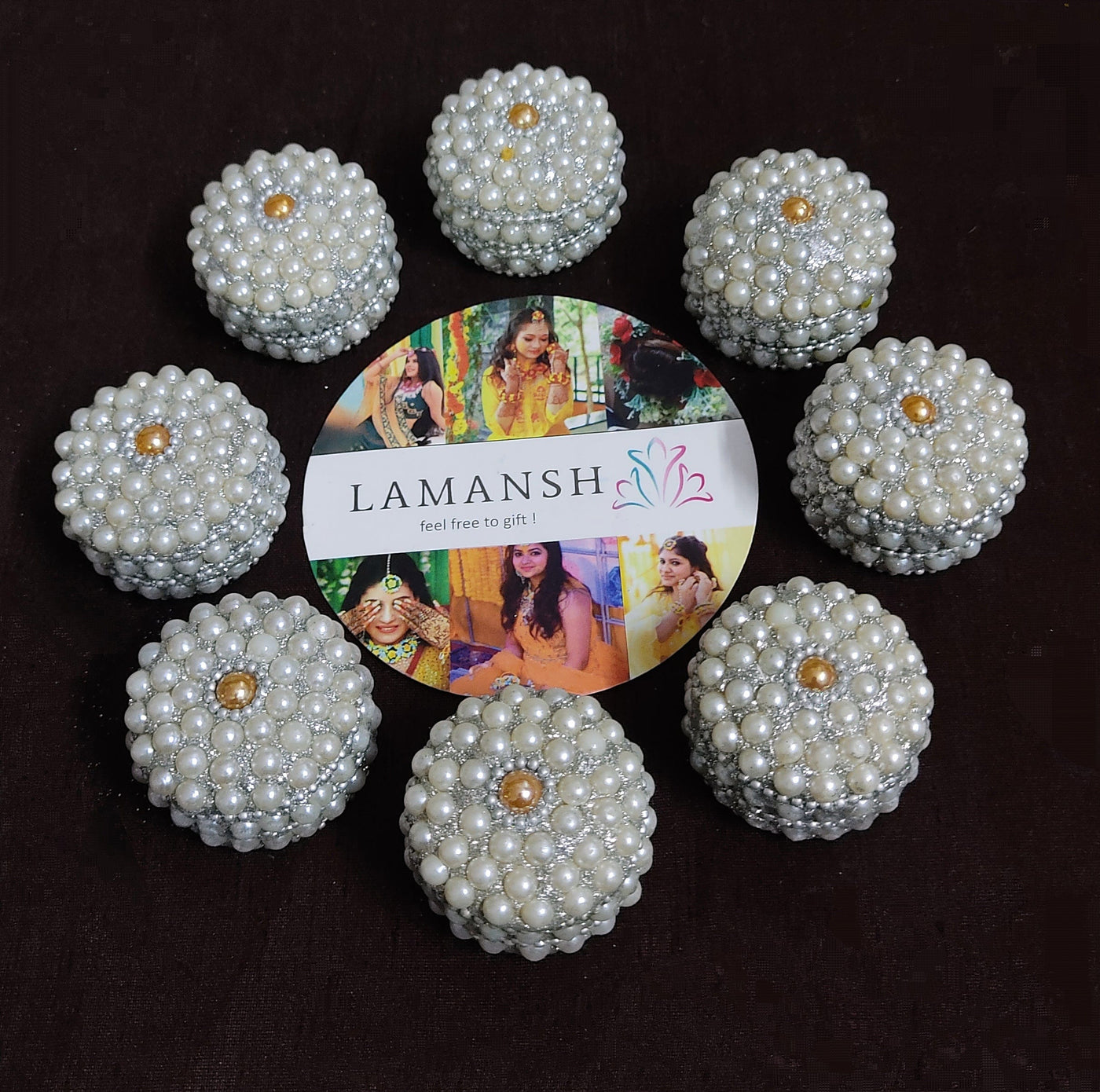 LAMANSH ® kumkum box White LAMANSH® Pack of 25 Lac Kumkum Boxes, 1.5 inch Round Lakh Sindoor Boxes , Kumkum Box Bharani Wedding Return Gifts