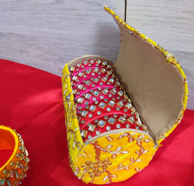 Lamansh kundan thread bangles LAMANSH® Pack of 5 pairs Kundan Indian Thread Bangles in Assorted colors / 1 inch Broad Kada Bangle For Festival Wear / Bangles for Indian wedding functions & giveaways