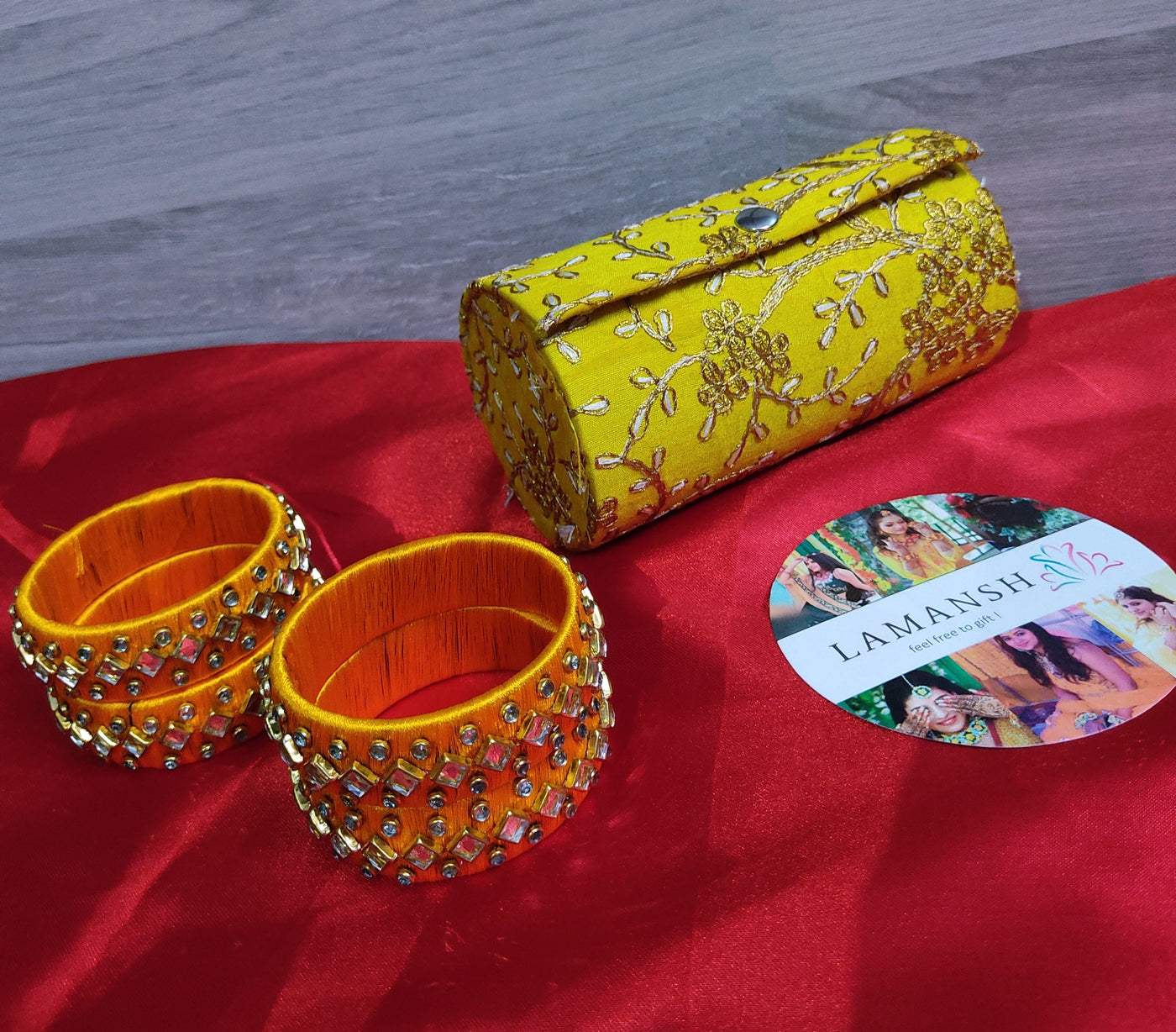 Lamansh kundan thread bangles LAMANSH® Pack of 5 pairs Kundan Indian Thread Bangles in Assorted colors / 1 inch Broad Kada Bangle For Festival Wear / Bangles for Indian wedding functions & giveaways