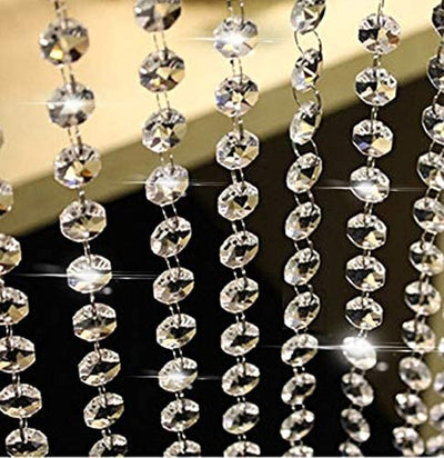 Lamansh LAMANSH® (3 ft height) Pack of 10 Crystal Transparent 14 mm Octagonal Strings Bead Glass Crystal Hanging Curtain (Transparent)