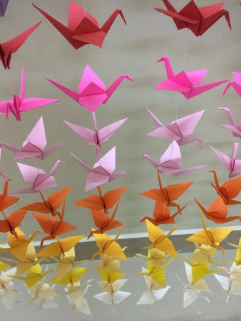 Lamansh LAMANSH® (5 feet) Pack of 10 Paper Peacock Bird origami hangings for backdrops / Decorative paper hangings for birthday & party celebration