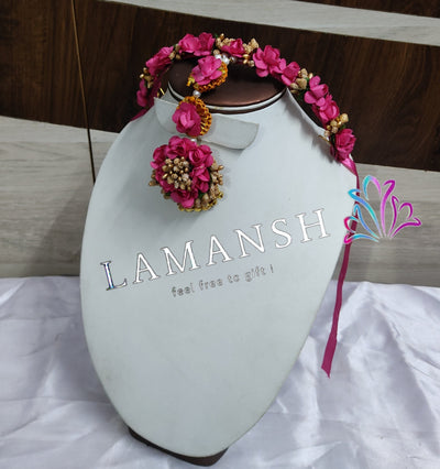 Lamansh LAMANSH® Bridal Sheeshphool Maangtika Set 🌺 for Haldi ceremony / Floral Jewellery Set