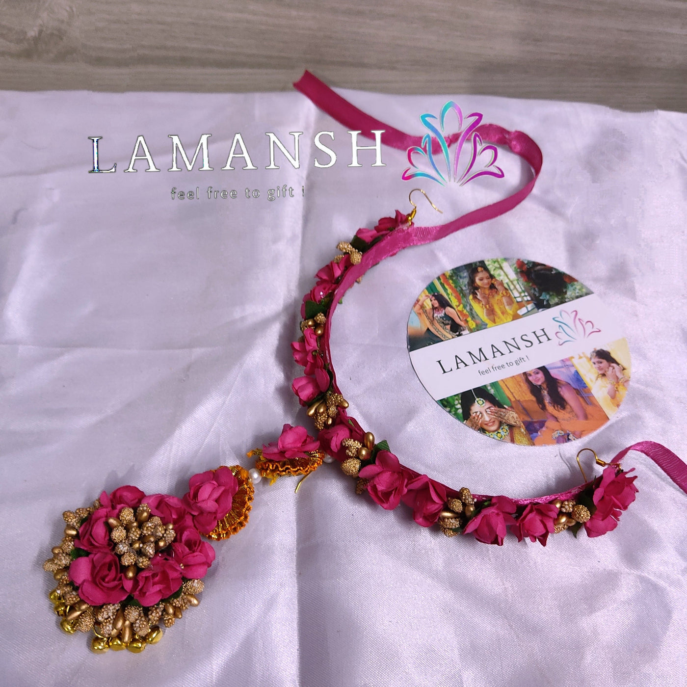 Lamansh LAMANSH® Bridal Sheeshphool Maangtika Set 🌺 for Haldi ceremony / Floral Jewellery Set