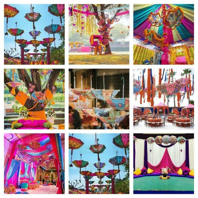 LAMANSH LAMANSH® Decorative Rajasthani Umbrella for hangings / Backdrop Event Decoration Umbrella