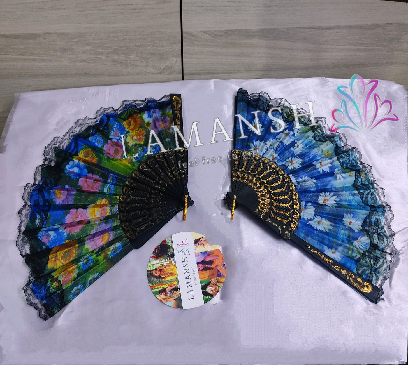 LAMANSH LAMANSH® (Pack of 25) Plastic Fans for Gifting & Decoration Hand Fans, Plastic Designer Handheld Folding Fans