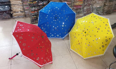 LAMANSH LAMANSH® Mirror Work ✨ Designer Indian Wedding decoration Umbrellas / Decorative umbrella's for Haldi mehendi pooja decoration