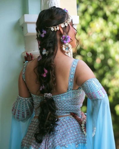 LAMANSH latest floral set LAMANSH® Beautiful Flower Shells Jewellery Set With Bracelets for Bride