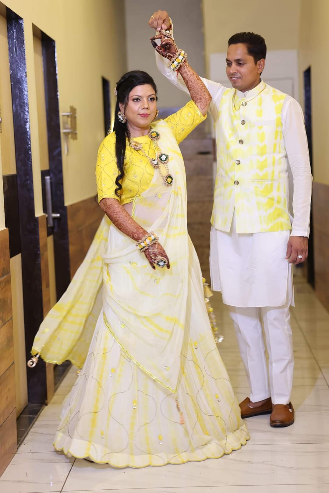 Lamansh latest floral set Yellow White Gold / Free size / Bridal Style LAMANSH® Bridal Floral 🌺 Jewellery set for Haldi