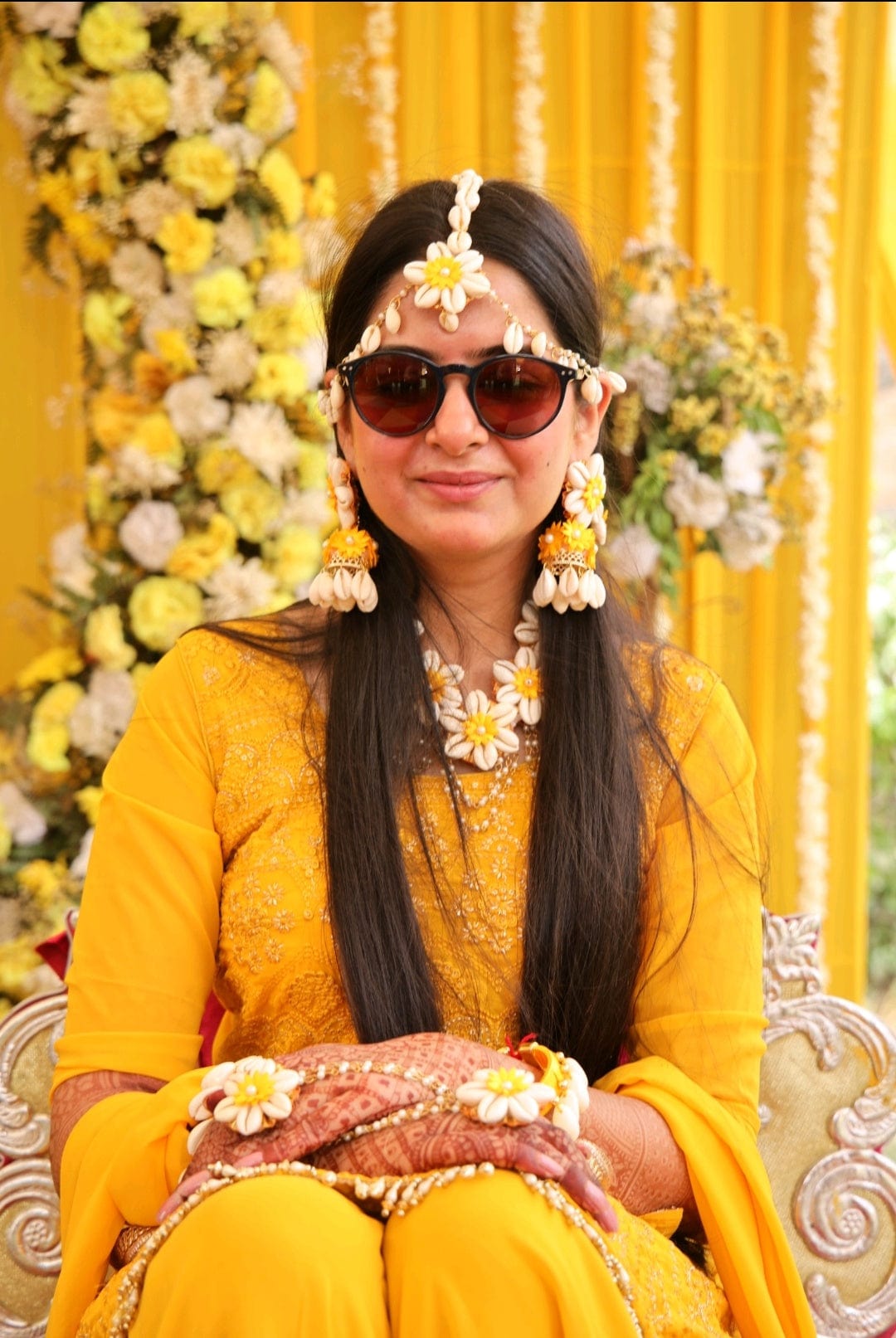 Lamansh® Bridal Yellow Shells X Floral Jewellery Set 🌺🌻 for
