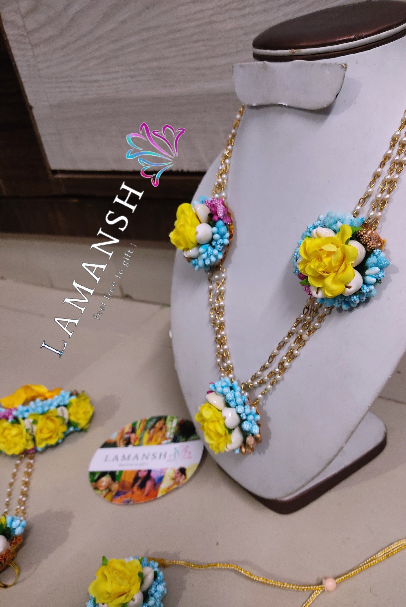Lamansh latest Jewellery LAMANSH® Bridal Shells 🐚 Floral 🌺Jewellery Set for Haldi rasam