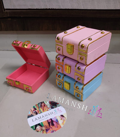 Lamansh leatherite boxes LAMANSH® (4*4*2.15 inch) Leatherette mini trunk boxes for gifting 🎁 / small leatherite lock boxes for wedding favors / mini boxes for giveaways 🎁