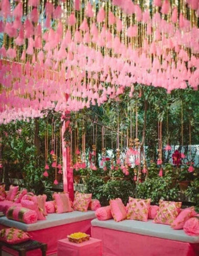 LAMANSH ® Light pink color LAMANSH 2 Feet ( Pack of 50) Long hanging, Party Backdrop, Indian Wedding Decoration, Mehndi Decor, Party Backdrop, Colours available.