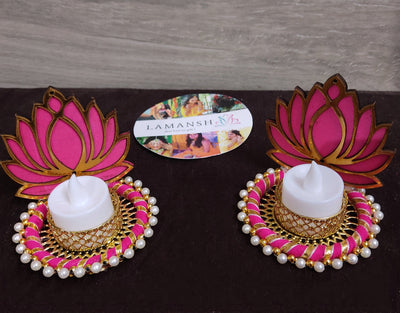 Lamansh lotus candle holder LAMANSH® Festive Decoration 🔥Lotus Candle Holder Stands / Lotus Tea Light Diya Holder Stand /GaneshChaturthi-Navrati-Temple-Diwali-Puja-Pooja Living Kid Room-Wedding-Decor