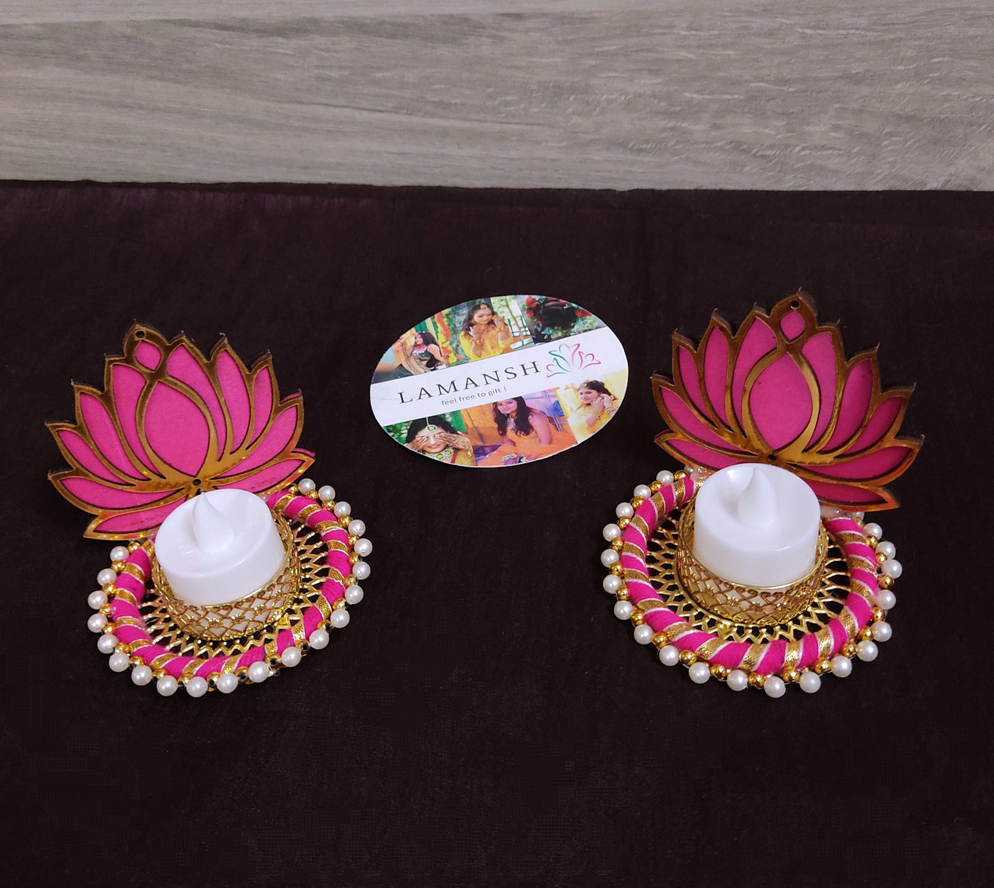 Lamansh lotus candle holder LAMANSH® Festive Decoration 🔥Lotus Candle Holder Stands / Lotus Tea Light Diya Holder Stand /GaneshChaturthi-Navrati-Temple-Diwali-Puja-Pooja Living Kid Room-Wedding-Decor