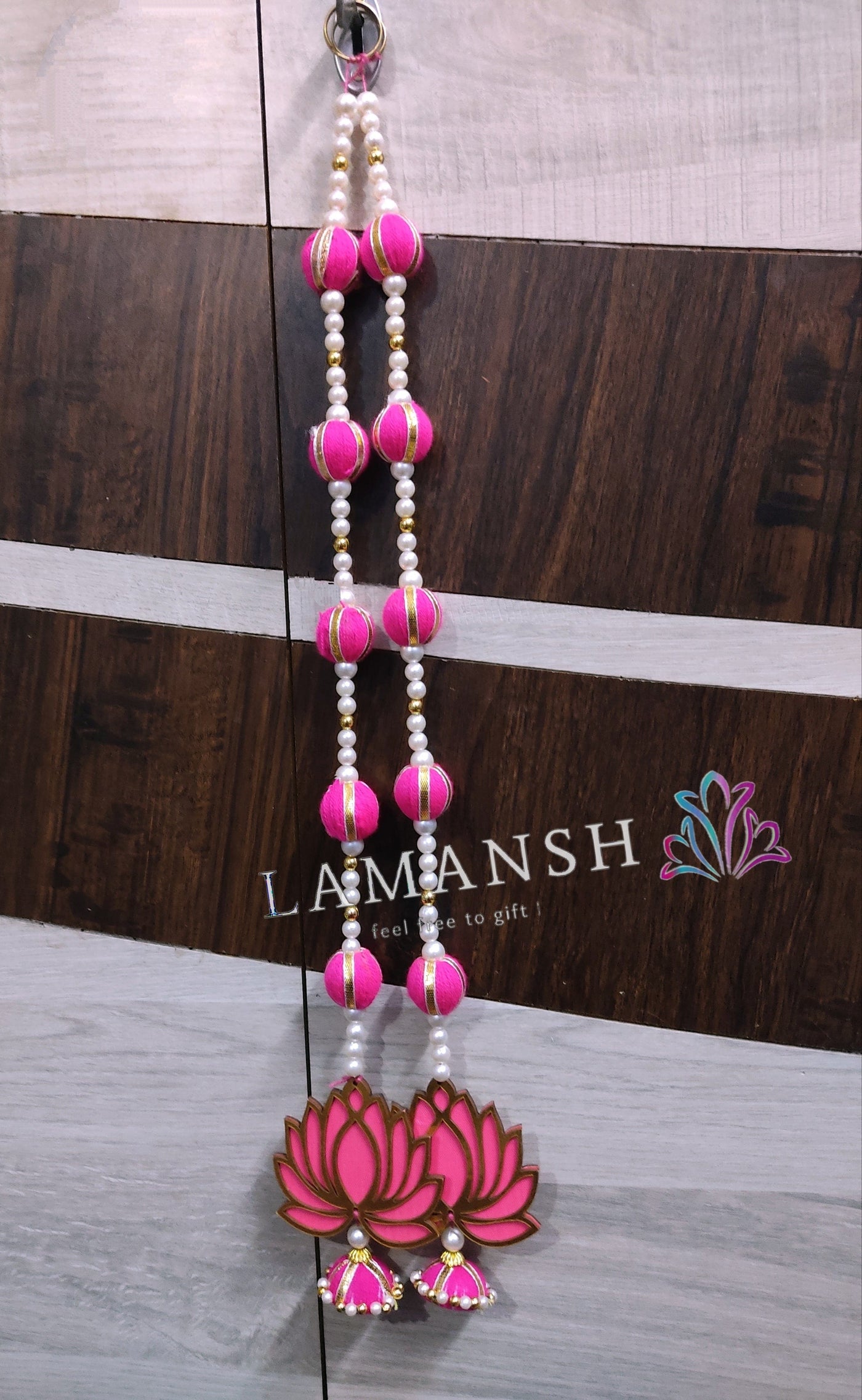 Lamansh lotus hanging LAMANSH® 1.8 feet Lotus 🌺Decorative hanging toran for Festival 🔥 decoration / Wooden Lotus Hangings for Ganpati , Diwali , Home Decor, Puja Decor, housewarming, backdrop, mandir