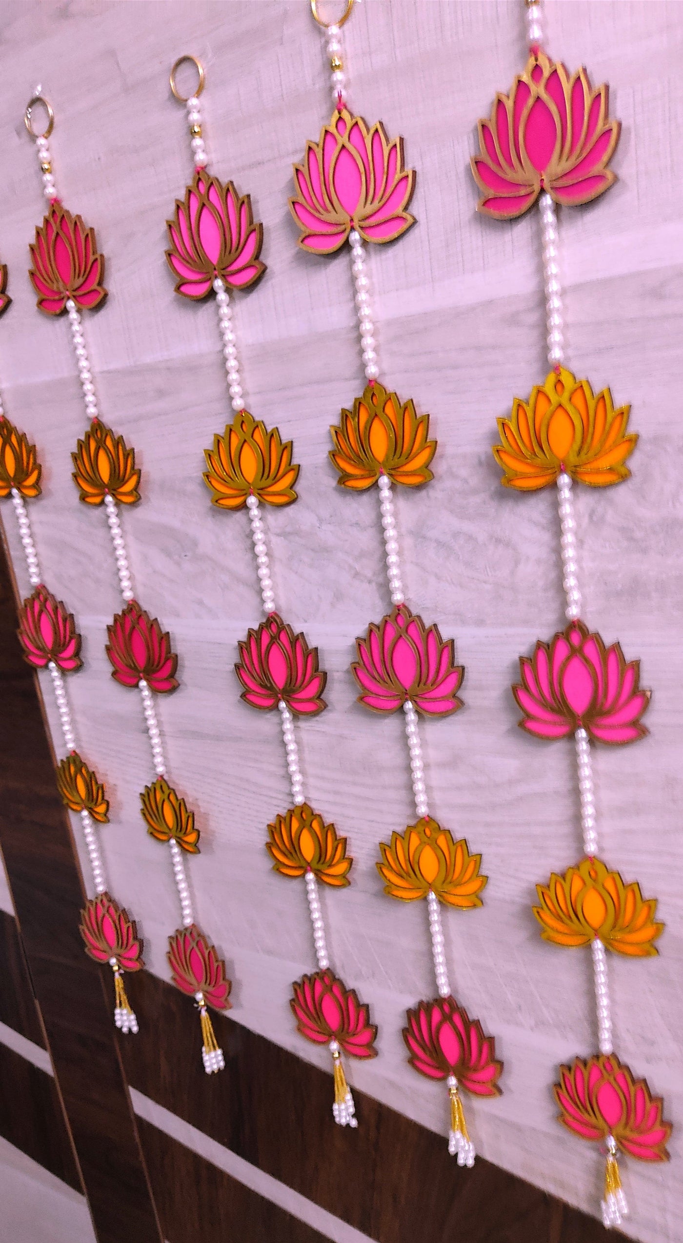 Lamansh lotus hanging LAMANSH® 2.5 feet height Lotus Decorative 🌸 Hangings | Mdf wooden lotus flower hangings for Diwali pooja , Ganpati Navratri Festival decoration