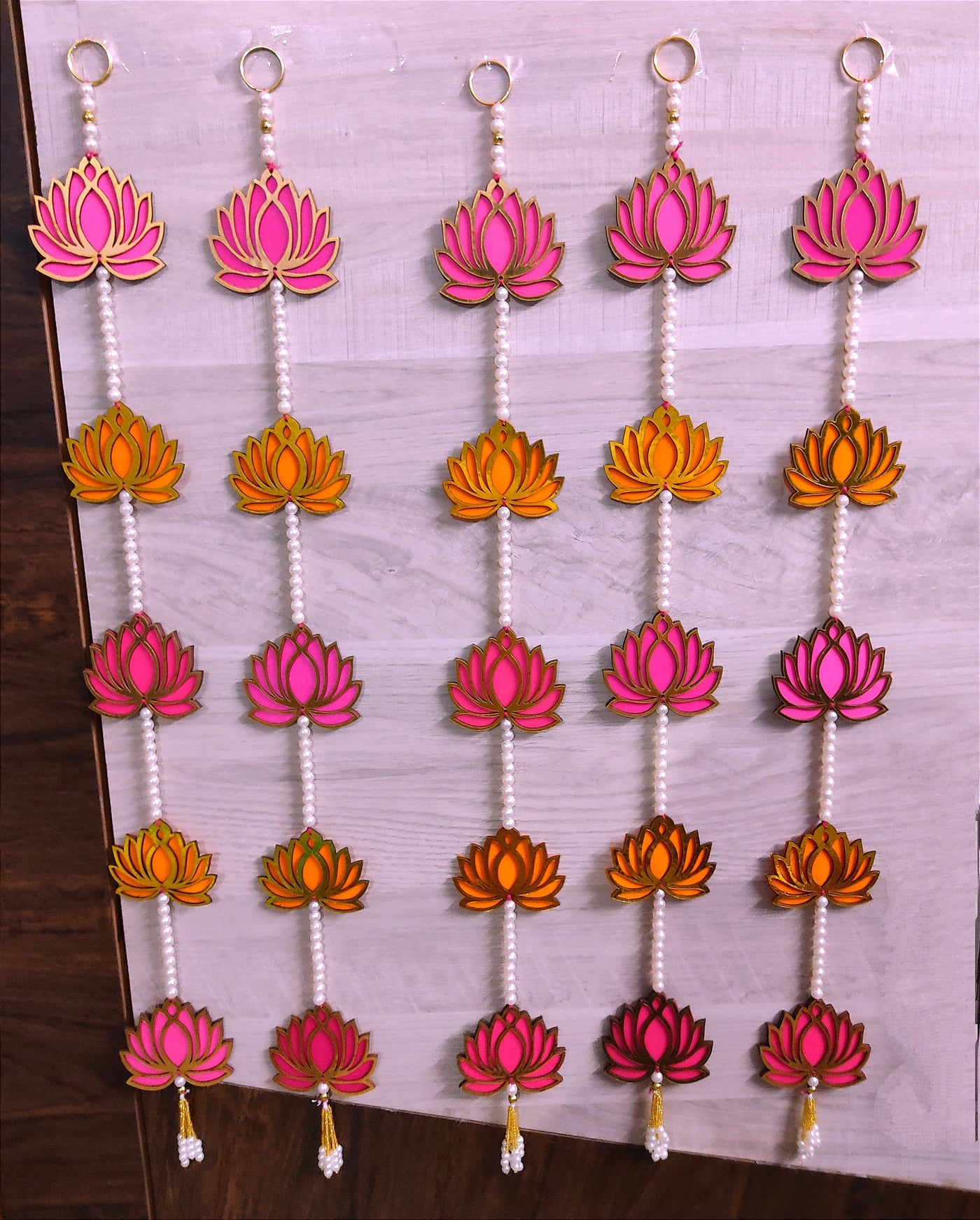 Lamansh lotus hanging LAMANSH® 2.5 feet height Lotus Decorative 🌸 Hangings | Mdf wooden lotus flower hangings for Diwali pooja , Ganpati Navratri Festival decoration